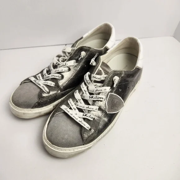 Philippe Model PM/78 EDT Women's Gray/White Low Top Sneakers Size 38 (7.5-8) - Picture 1 of 8